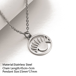 Eye Не тускнеющие 201 ожерелья с подвесками из нержавеющей стали, ожерелья-цепочки для женщин, цвет нержавеющей стали, глаз, 17.72 дюйм (45 см), Кулон : 17x15 мм