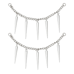 Платина Железная цепочка для украшения обуви, цепь для ботинок с подвеской в форме шипа/конуса из сплава, платина, 125 мм, 2 шт / комплект