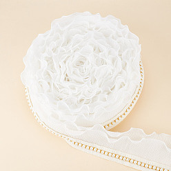 Белый 5 ярдов полиэстер волнообразная отделка кружевом, пластиковая кружевная лента со складками из жемчуга, аксессуары для штор, белые, 3-5/8 дюйм (91 мм)