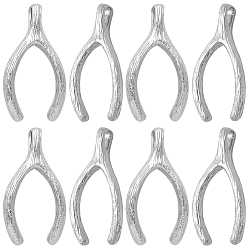 Платинированный 20 латунные подвески шт., талисманы на удачу в виде косточек желаний, без кадмия, без никеля и без свинца, Реальная платина, 17x9x3 мм, отверстие : 1.2 мм