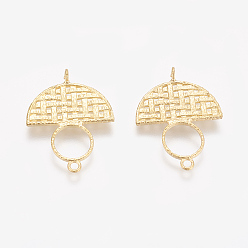 Без Покрытия Соединители латунные звенья, без кадмия и без свинца и без никеля, гриб, сырой (без покрытия), 27.5x21x1 мм, отверстие : 1.6 мм