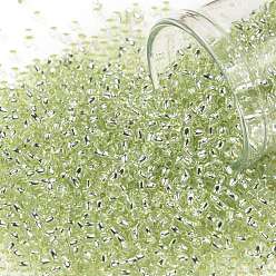 (24L) Light Green Silver Lined Круглые бусины toho, японский бисер, (24 l) светло-зеленый серебристый на подкладке, 11/0, 2.2 мм, отверстие : 0.8 мм, о 1110шт / бутылка, 10 г / бутылка