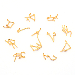 Золотой Кабошоны из экологически чистого сплава, 12 созвездия, для плавающих медальонов стеклянные живые медальоны с памятью, заправка эпоксидной смолой, золотые, 18~25x7~19x3 мм, 12 шт / комплект