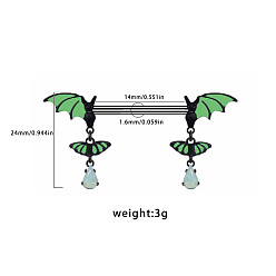 Bat 316l Кольца для сосков из хирургической нержавеющей стали и акрила, цвет нержавеющей стали, летучая мышь, 14 мм, штифты : 1.6 мм