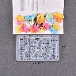 Mixed Shapes Quicksand Series Mold, Silicone Molds, Resin Casting Molds, for UV Resin & Epoxy Resin Jewelry Making, Mixed Shapes, 232x138x9mm
