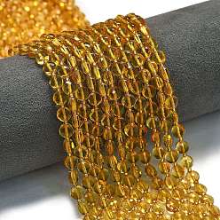 Цитрин Синтетические цитрин бусы пряди, с бисером, граненый ромб, плоско-круглые, 6~6.5x4 мм, отверстие : 0.6 мм, около 51 шт / нитка, 15.43'' (39.2 см)