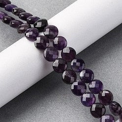 Аметист Природный аметист нитей бисера, граненый ромб, плоско-круглые, 8~8.5x4.5~6.8 мм, отверстие : 0.8~1.2 мм, около 48~49 шт / нитка, 15.08~15.35 дюйм (38.3~39 см)