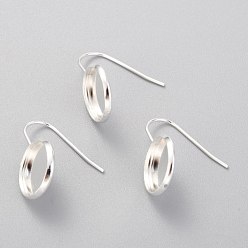 Серебро 304 нержавеющей стали серьги крюков, плоско-круглые, серебряные, лоток : 14 мм, 24.5~25x16 мм, 21 датчик, штифты : 0.7 мм