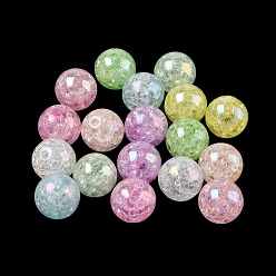 Couleur Mélangete Transparent perles acryliques craquelés, ronde, de couleur plaquée ab , couleur mixte, 13.5mm, Trou: 2.5mm, environ 310 pcs