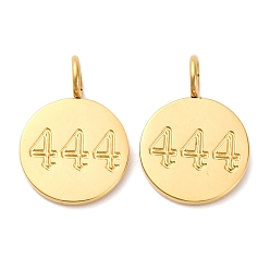 Золотой 304 подвески из нержавеющей стали, плоский круглый с счастливым числом 444 талисман, золотые, 16.5x12x1.5 мм, отверстие : 3.5 мм