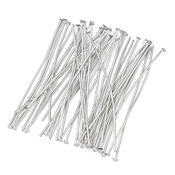Platinum SHEGRACE Brass Flat Head Pins, Cadmium Free & Nickel Free & Lead Free, Platinum, 51x1mm, Head: 2mm, 18 Gauge, about 100pcs/bag