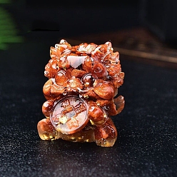 Камень с Пылевым Золотом Смоляные фигурки пиксиу витрина украшения, с синтетическим Голдстоун, фен-шуй энергетический камень подарок для домашнего офиса украшение рабочего стола, 40x40x50 мм