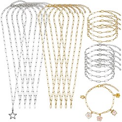 (52) Непрозрачная лаванда 304 комплекты украшений из цепочек-скрепок из нержавеющей стали и браслетов, разноцветные, 18.50~18.70 дюйм (47~47.5 см)