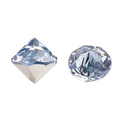 Blue Shade K9 Glass Rhinestone Cabochons, Pointed Back & Back Plated, Faceted, Cone, Blue Shade, 8~8.5x8.5mm