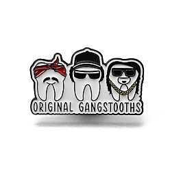 White Tooth Theme Enamel Pins, Alloy Lapel Pin Backs for Backpack Clothes, Original Gangstooths, White, 18x30mm