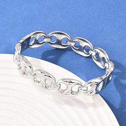 Нержавеющая Сталь Цвет 304 браслеты из нержавеющей стали для женщин, овальные, цвет нержавеющей стали, внутренний диаметр: 2-3/8x2 дюйм (5.9x5.1 см)