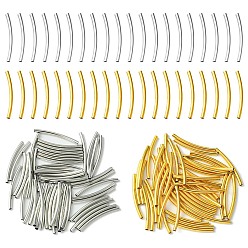 Платиновый & Золотой 100 шт. 2 цвета латунных трубчатых бусин, изогнутые, без никеля , платиной и золотом, 25x2 мм, отверстие : 1 мм, 50 шт / цвет