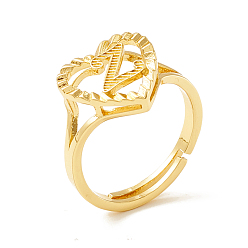 Letter Z Регулируемые кольца с алфавитом из настоящей позолоченной латуни 18k, сердце с начальным кольцом обещания для женщин, без кадмия и без свинца, letter.z, размер США 5 1/4 (15.9 мм)