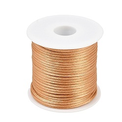 Navajo White Nylon Rattail Satin Cord, Round, DIY Chinese Knot Making, Navajo White, 2.5mm, about 27.34 Yards(25m)/Roll