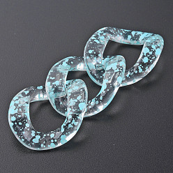 Sky Blue Transparent Acrylic Linking Rings, Quick Link Connectors, for Curb Chains Making, Twist Oval, Sky Blue, 40x33x10mm, Inner Diameter: 19x23mm