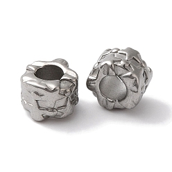 Нержавеющая Сталь Цвет Устойчивые к потускнению 304 европейские бусины из нержавеющей стали, бусины с большим отверстием, колонка со звездой, цвет нержавеющей стали, 8x6x6 мм, отверстие : 4 мм