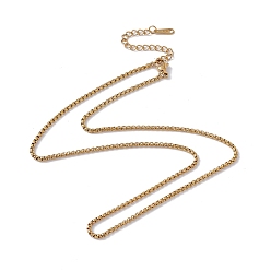 Real 18K Gold Plated 201 Stainless Steel Box Chain Necklace for Men Women, Real 18K Gold Plated, 17.72 inch(45cm)