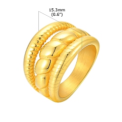 Настоящее золото 18K Многослойные кольца на палец из нержавеющей стали, широкое кольцо для женщин, реальный 18 k позолоченный, размер США 7 (17.3 мм)