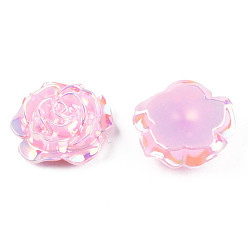 Pink Кабошоны из непрозрачного абс-пластика, с покрытием AB цвета, роза, розовые, 24x23.5x9 мм