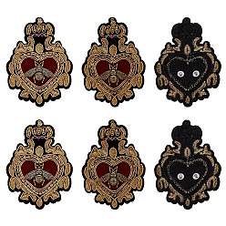Темно-Золотистый 6шт. нашивки из полиэстера с пайетками в форме сердца и пчелы, блестящие аппликации, аксессуары для костюма, темные золотарник, 80x57x4.5 мм