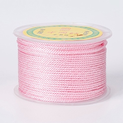 Pink Круглые полиэфирные шнуры, Миланские шнуры / витые шнуры, розовые, 1.5~2 мм, 50 ярдов / рулон (150 футов / рулон)