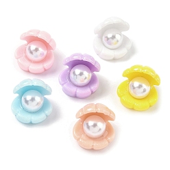 (52) Непрозрачная лаванда Кабошоны из смолы, формы раковины, с абс пластмассовой имитационной жемчужиной, разноцветные, 18.5x18.5x19.5 мм