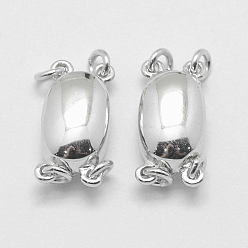 Платина Антикоррозийное покрытие родием 925 застежки из стерлингового серебра, овальные, платина, 15x7.5x5.5 мм, отверстие : 1.5 мм