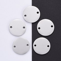 Нержавеющая Сталь Цвет Устойчивы к потускнению 304 соединители из нержавеющей стали, зеркальная полировка, штамповка пустых тегов, плоско-круглые, цвет нержавеющей стали, 15x1.8 мм, отверстие : 1.8 мм