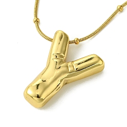 Letter Y Ion Plating(IP) Initial Letter 304 Stainless Steel Pendant Necklaces, Real 18K Gold Plated, Letter Y, 15.91 inch(40.4cm), pendant: 21x16.5mm