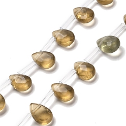 Темно-Золотистый К 9 нити стеклянных бусин, Топ пробуренной, граненые, слеза, темные золотарник, 9x6x4 мм, отверстие : 0.9 мм, около 40 шт / нитка, 16.22'' (41.2 см)