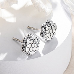 Платинированный Латунь серьги, цветок, Реальная платина, 10x9 мм