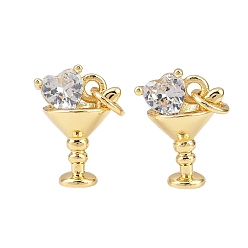 Настоящее золото 18K Латунные микропаве прозрачные кубические циркониевые подвески, мороженое, с целью перехода в кольце, без кадмия и без свинца, стойки покрытие, долговечный, реальный 18 k позолоченный, 15x10.5x8 мм, отверстие : 3 мм