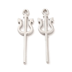Платина Стойки подвески обшивки сплава, без кадмия, без никеля и без свинца, подвеска вилка с тремя зубьями, платина, 29x8x2 мм, отверстие : 1.5 мм