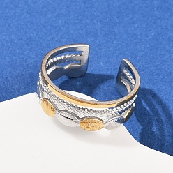 Oval 304 двухцветные манжетные кольца из нержавеющей стали, ионное покрытие (ip), золотые и нержавеющая сталь цвет, овальные, 7 мм, внутренний диаметр: регулируемый