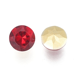 Siam Pointed Back K9 Glass Rhinestone Cabochons, Back Plated, Faceted, Diamond Shape, Siam, 8x4mm