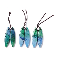 Кальцит Подвески из натурального кальцита, окрашенные, овальные, голубой, 40x10x4 мм, отверстие : 1.6 мм, 2 шт / пар