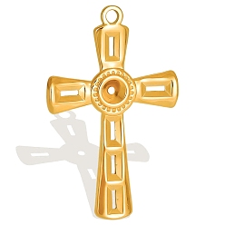 Золотой 304 Настройки кабошон из нержавеющей стали кулон, крестик, золотые, лоток : 4 мм, 37x23 мм