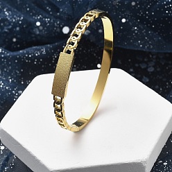 Настоящее золото 18K Ионное покрытие (IP) 304 шарнирные браслеты из нержавеющей стали для женщин, матовые, прямоугольные, реальный 18 k позолоченный, внутренний диаметр: 2-1/4x1-7/8 дюйм (5.8x4.9 см)