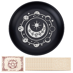 Луна 1 сумка с маятниковой доской из нержавеющей стали, биолокация гадальная доска, для колдовства принадлежности для викканского алтаря, с бумажной карточкой, плоско-круглые, фаза луны, 140 мм