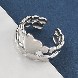 Нержавеющая Сталь Цвет 304 открытые манжеты из нержавеющей стали для женщин, сердце, цвет нержавеющей стали, 10.5 мм, регулируемый