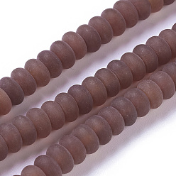 Carnelian Natural Carnelian Beads Strands, Dyed & Heated, Frosted, Rondelle, 8x5mm, Hole: 1mm, about 86pcs/strand, 14.96 inch(38cm)