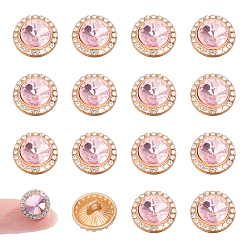 Pink 20 шт. 1--отверстие плоские круглые кнопки из цинкового сплава со стразами, металлические пуговицы точечное сверление модные маленькие ароматные высококачественные пуговицы ручной работы для тренча, свитера, рубашки, золотой свет, розовые, 12x8.5 мм, отверстие : 2 мм