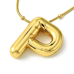 Letter P Ion Plating(IP) Initial Letter 304 Stainless Steel Pendant Necklaces, Real 18K Gold Plated, Letter P, 15.91 inch(40.4cm), pendant: 19x15mm