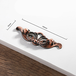 Красная Медь Алюминиевые ручки для выдвижных ящиков, ручка комода в стиле ретро, шкаф тянет ручки для ящика, аксессуары для дверных ручек, лотос, Красная медь, 105x33 мм, центр отверстия: 60мм