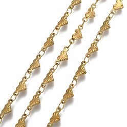 Golden 304 Stainless Steel Link Chains, Soldered, Heart, with Spool, Golden, 10x4.5x1mm, about 32.8 Feet(10m)/roll